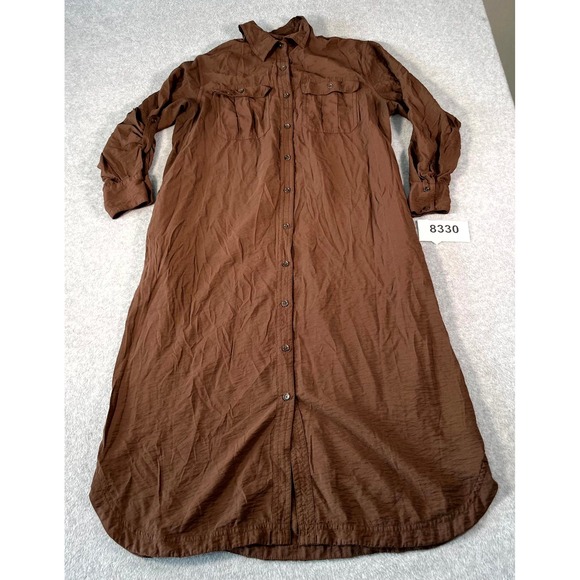 Banana Republic Dresses & Skirts - Banana Republic Shirt Dress Womens XL Brown Rayon Collared Button Front Casual